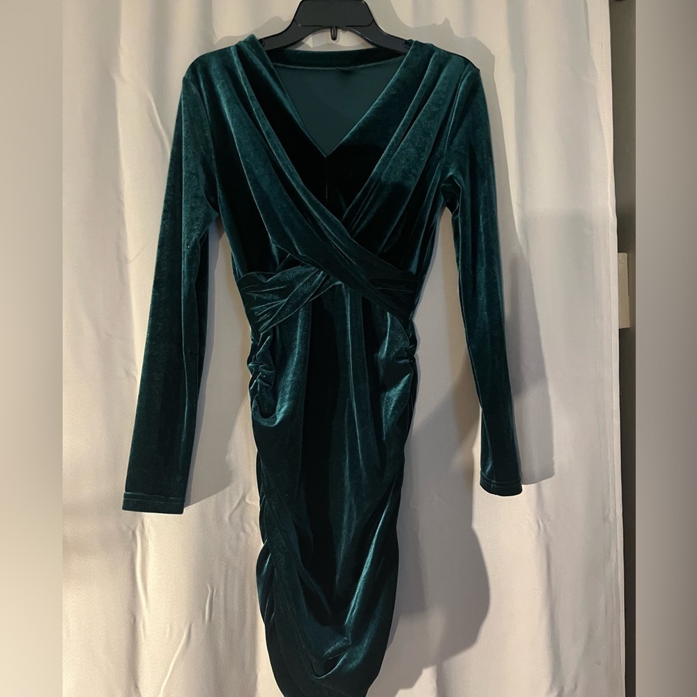 SHEIN Dark Green Velvet Dress